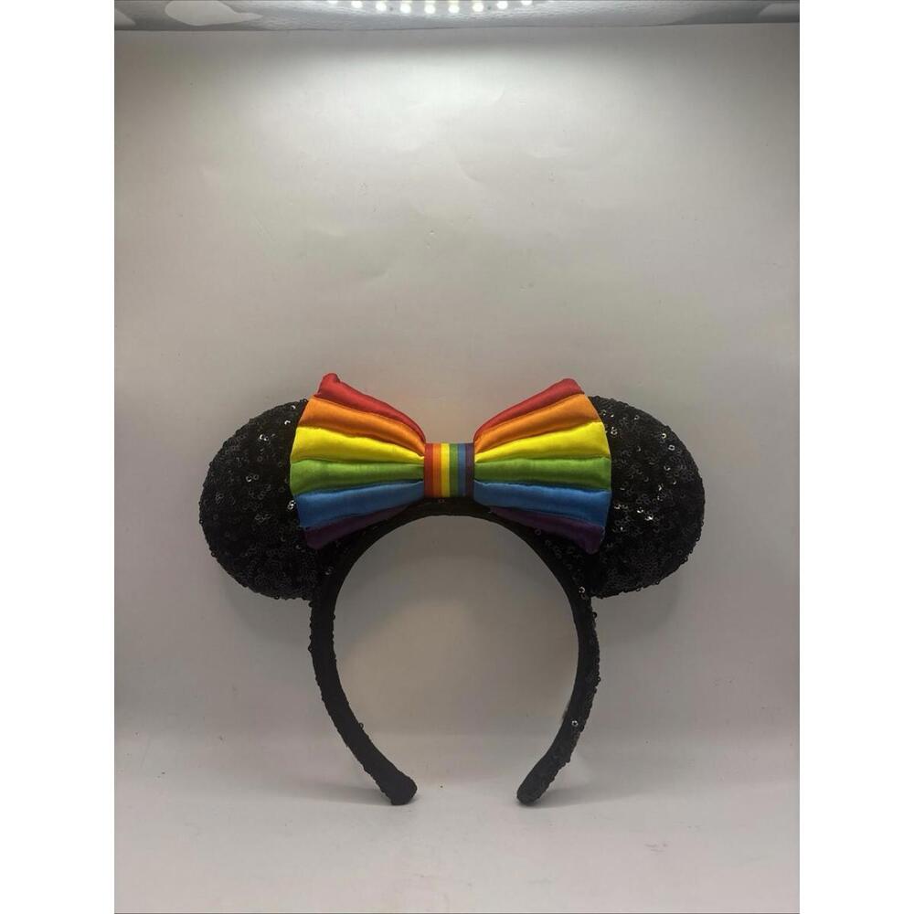 2018 Disney Parks Pride Black Sequin Minnie Mouse Ears Headband